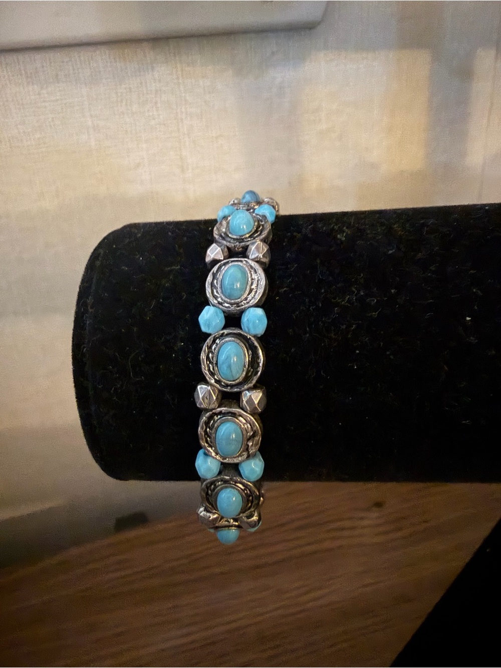 Turquoise Stone Silver-Accent Women's Bracelet